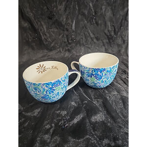 Lilly Pulitzer Floral Ceramic Mugs Set Of 2 12 oz